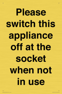 Please switch this appliance off at the socket when not in use